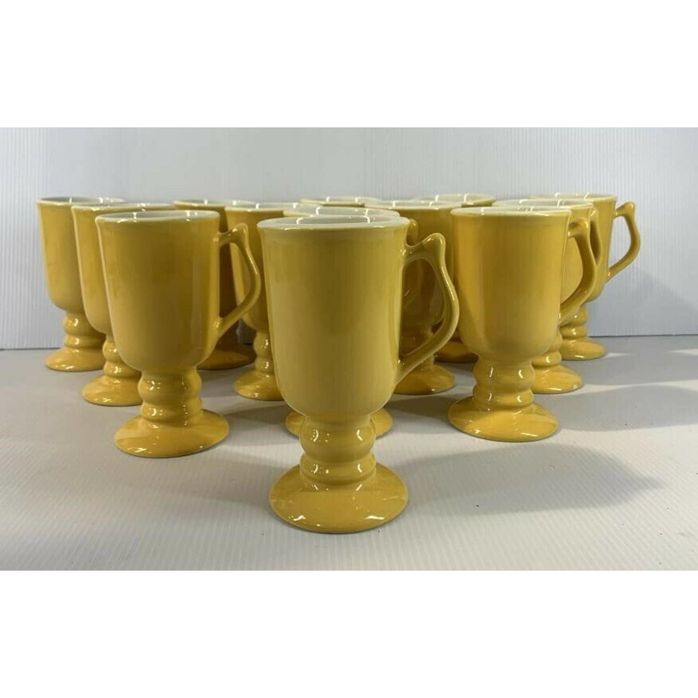 Hall Pottery #1272 Yellow-Footed Pedestal Irish Coffee Mug Handled Vintage Cup